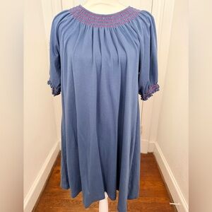 Lake Pajamas navy smocked short nightgown women’s L